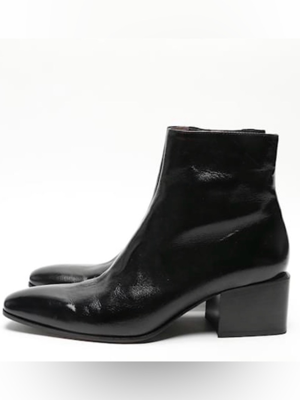 Acne Studios Birgit Patent Leather Zip Ankle Booties in Black EUC Size 37